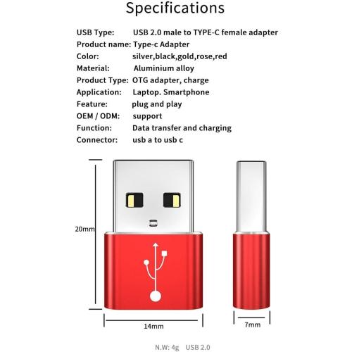 BoxWave Adapter Compatible with MatataStudio Nous AI Set - USB-A to C PortChanger (5-Pack), Type-C OTG Convert Charging Data Adapter - Metallic Silver