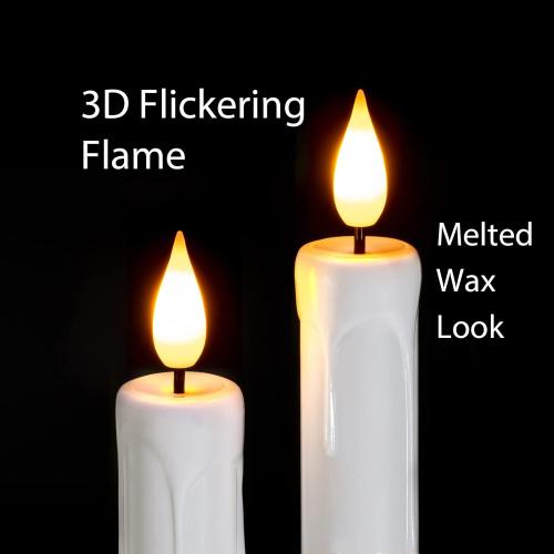 Homemory 3 Pcs Flameless Taper Candles with Remote Timer Dimmer, 9.6 White Flickering Candlesticks Battery Operated, Realistic Plastic LED Candles for Fireplace Wedding Seasonal Indoor Decorations