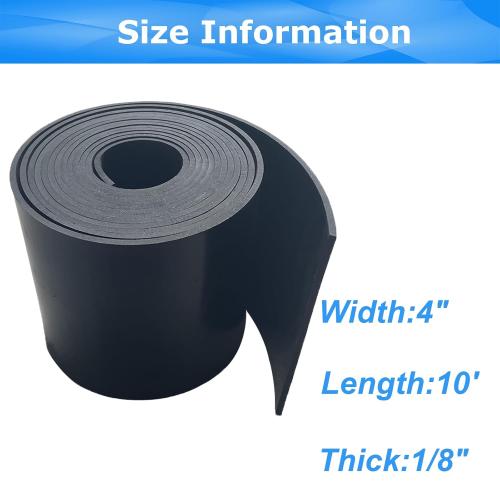 Solid Rubber Sheets,Rolls & Strips 1/8 (.125) Thick X 4 Wide X 10'Long, Solid Rubber Strips for DIY Gaskets Crafts Pads Sealing Abrasion Supports Flooring Protection Warehouse