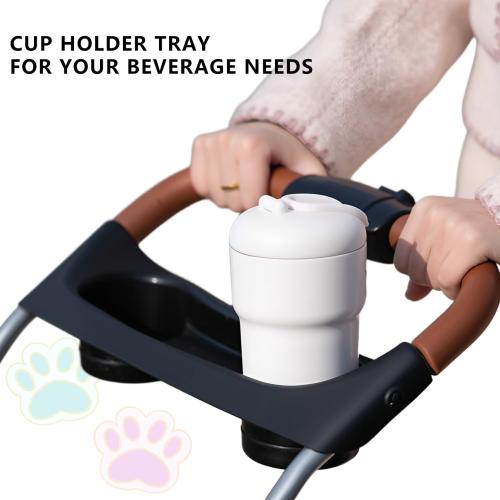 Pet Stroller for Small/Medium Dogs and Cats, Foldable 3 Wheel Jogger,One-Click Fold,Breathable Mesh, Storage Basket,Cup Holder,Weather Cover,(Black)