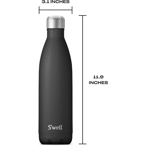 S'well Stainless Steel Water Bottle, 25oz, Onyx, Triple Layered Vacuum Insulated Containers Keeps Drinks Cold for 48 Hours and Hot for 24, BPA Free, Perfect for On the Go
