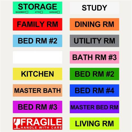 Moving Labels for Boxes –  (60 Labels/Roll) Color-Coded Moving Stickers Includes Fragile, Heavy & Blank Labels High-Visibility Packing Labels for Home, Apartment & Office Moves