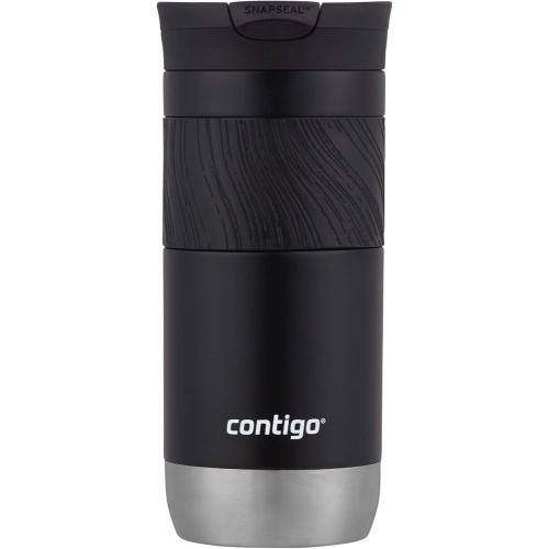 Contigo Byron Vacuum-Insulated Stainless Steel Travel Mug with Leak-Proof Lid Reusable Coffee Mug or Water Bottle BPA-Free 16oz Licorice Keeps Beverages Hot for 6 Hours or Cold for 12 Hours