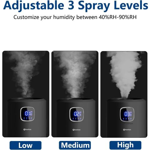 Large Humidifiers for Bedroom, 9L/2.5Gal Ultrasonic Cool Mist, Top Fill Easy Clean with 350ML/H Mist Speed, Quiet, Suitable for Kids Room Plant Yoga Office Study Room Living (Black, Round)