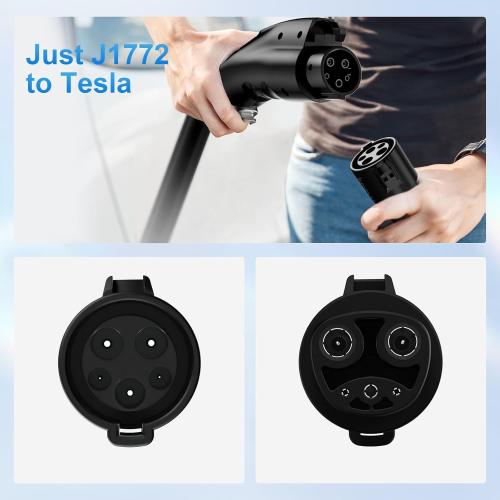 J1772 to Tesla Charger Adapter, Max 80A 250V Fast Charging J1772 to NACS Adapter for Tesla Model 3/Y/X/S/Cybertruck Charging Adapter, Compatible with J1772 EV Charge to Tesla Adapter -UL 2252
