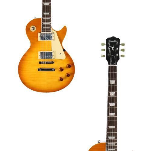 Starshine Electric Guitar, Flamed Maple Top Single Cutaway Guitar ABR-1 with Double Humbuckers Pickups, Trans Burst