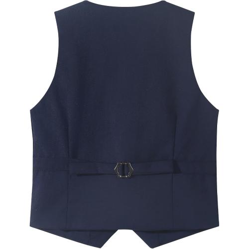 Size L Gray Spring&Gege Boy's Formal Suit Vest Solid Dress Waistcoat Vest with Pockets