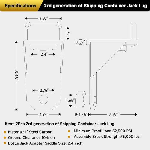 2Pack Shipping Container Jack Lug-Shipping Container Booster Lifter|Storage Container Leveler Booster Shipping Container Accessories for Container Homes Booster Leveler