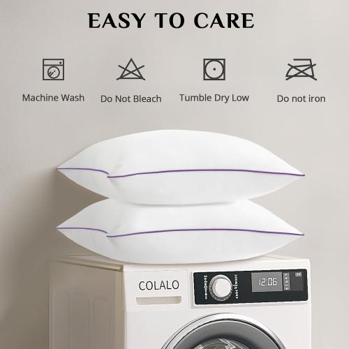 JOLLYVOGUE Firm Pillows Queen Size Set of 2, Supportive Bed Pillows with Oeko-Tex Certified Down Alternative Fill, Luxury Hotel Quality for Back, Stomach and Side Sleepers