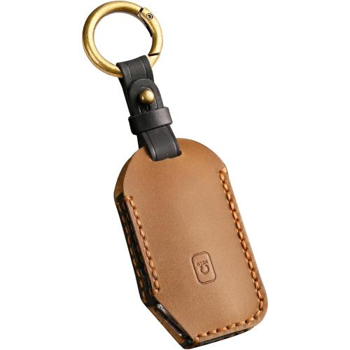 5-Button Leather Key Fob Cover, Compatible with Kia Cerato Ceed Forte NIRO Sorento Seltos Sportage Soul Telluride Keyless Entry Remote Smart Key, No Screw Design Style Key Protector(Brown)