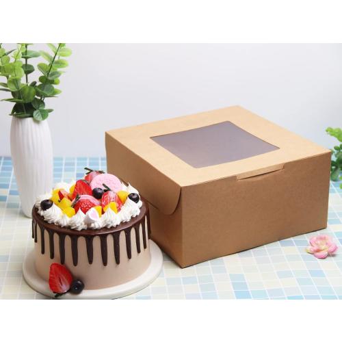 12Packs 10x10x5 Inches Brown Kraft Cake Boxes with Window, Gift Packing, Bakery Boxes, Dessert, Pastry, Cupcake, Pie Cookies, With Stickers,66 FT Twine (10 * 10 * 5 Inch, Brown)