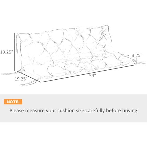 Outsunny 59 x 38 Tufted Bench Cushion for Outdoor Furniture, 3-Seater Replacement for Swing Chair, Patio Sofa/Couch, Overstuffed, Includes Backrest, Khaki