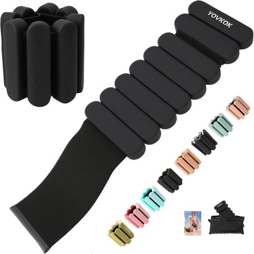 YOVKOK Ankle Weights, 1LB/ 2LB Each, Multiple Options | Wrist Leg Arm Weights for Women Men, Adjustable Silicone Weighted Bangles for Walking, Yoga, Pilates, Home Gym Workout