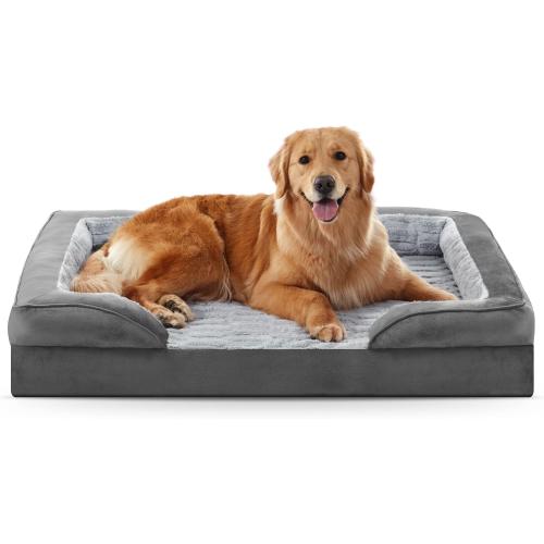 Little clean FURTIME Orthopedic Dog Beds Large Sized Dog, XL Washable Dog Sofa Bed for Large Dogs, Comfy Supportive Egg-Crate Foam Pet Couch Bed with Removable Cover, Waterproof Lining and Nonskid Bottom