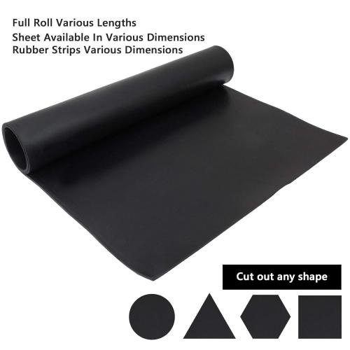 Neoprene Rubber Sheet 1/8 Thick x 16 Wide x 30 Long, Solid Rubber Sheets, Rolls & Strips for Gaskets Material, Pads, Crafts, Weather Stripping, Flooring, Black