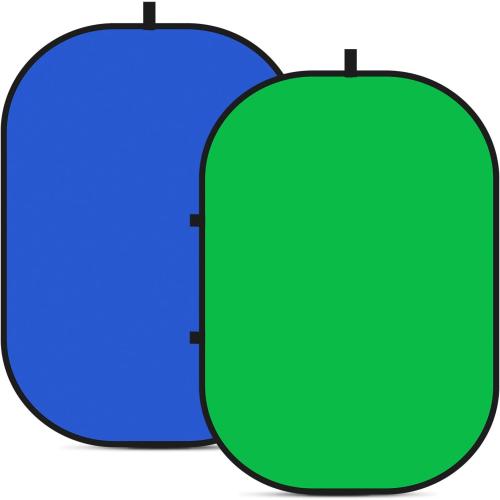 NEEWER Chromakey Backdrops, Double Sided Green Screen and Blue Screen, 2 in 1 Collapsible and Reversible Background for Photography, Gaming and Live Streaming, 5'×6.6'/1.5m×2m (Green/Blue)