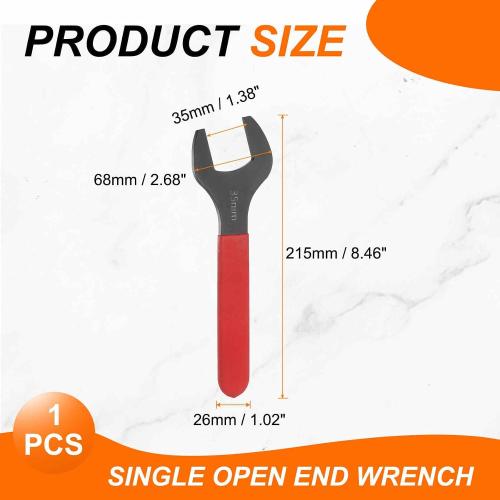 HARFINGTON Single Open End Wrench 35mm Metric 15 Degree Offset Angle U-Shaped Open Ended Spanner Small Flat Head Blackening Wrench with Red Shank for Automotive Repair Furniture Assembly