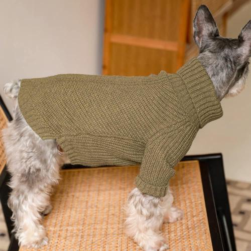 Beige Large Fitwarm Thermal Knitted Dog Sweater Doggy Winter Coat Pet Clothes Doggie Turtleneck Jacket Puppy Outfits Cat Sweatsuit