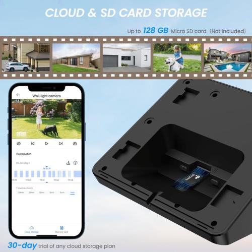 Cinnado Outdoor Camera Wireless-2.4G 2K Solar Wall Light Cameras for Home Security with AI Motion Detection, Waterproof,Motion Activated Light, Siren Cloud/SD Storage, Compatible with Alexa,S2