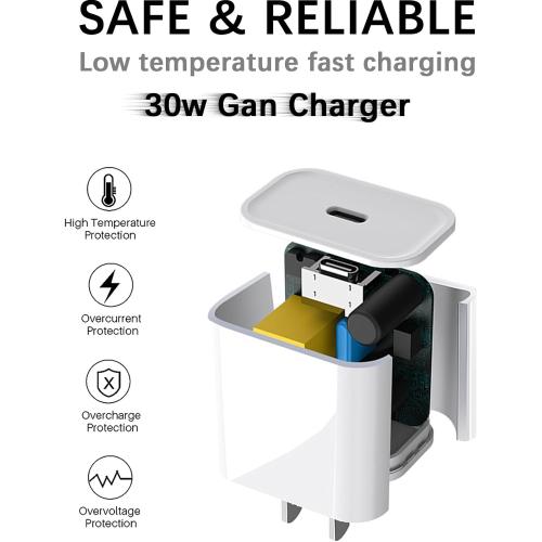 30W iPhone 17 16 15 Chrager Fast Charging for iPhone 17 16 Pro Max 15 Plug iPad USB C, 30 Watts Type-c Gan PPS Wall Chrager Plug Block & Long 10ft USB C to C Cable, 1Pack White