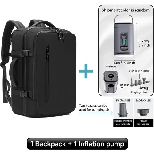 Vacuum backpack travel,vacuum backpack with pump Fit 16 inch Laptop for travel,Water-Resistant,Business,College,Camping (Black)