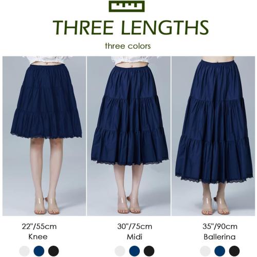 SiyL..BEAUTELICATE Women 100% Cotton Skirt 3 Tiered A-Line Retro Medieval Skirt