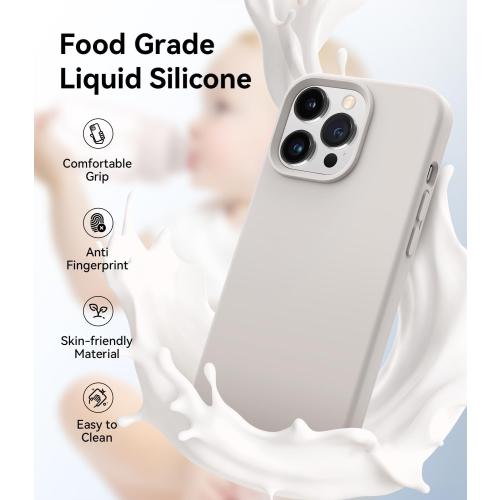 AOTESIER Magnetic for iPhone 13 Pro Max Case, [Compatible with MagSafe] [Military Shockproof Protection] Silicone Phone Case with Soft Anti-Scratch Microfiber Lining, 6.7 inch, Stone