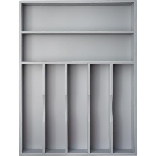 Silverware Organizer 13 Inch Gray Bamboo Kitchen Drawer Organizer 7 Slots Utensil Organizer Silverware Holder Cutlery Organizer Flatware Tray (Large)