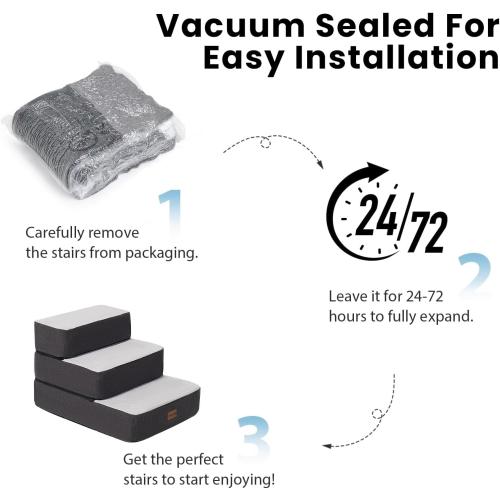 5-Step Adjustable Dog Stairs for High Beds, Dog Steps for Small Dogs and Cats, Foldable Pet Stairs for Bed Climbing, Non-Slip Pet Step Indoor, Grey