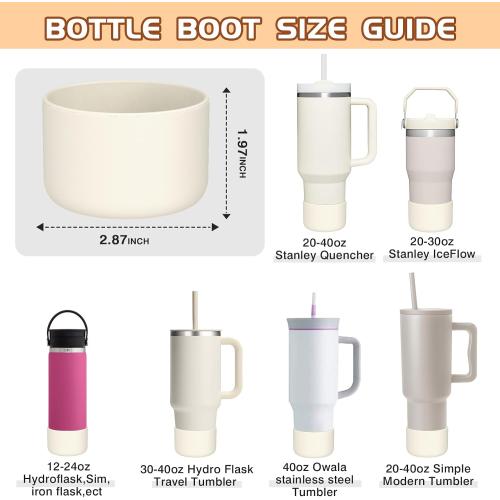 WUQID Protective Silicone Boot Sleeve for 12oz-40oz Hydro Sport Flask/Stanle Water Bottles Tumbler Anti-Slip Bottom Sleeve Cover for All Water Bottles Bottom Width of 2.83-2.95in
