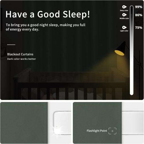 Easy-Going Blackout Curtains for Bedroom, Solid Thermal Insulated Grommet and Noise Reduction Window Drapes, Room Darkening Curtains for Living Room, 2 Panels(46x84 in, Greyish Green)