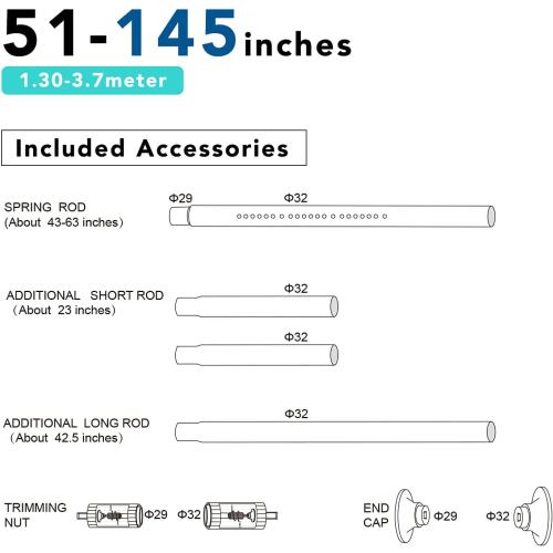 Tension Shower Curtain, Spring Shower Tension Curtain Rod, Closet Rod, for Windows or Shower, Rust Resistant Easy to Install, Umimile (Brown, 51-145”)