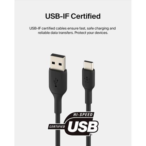 Belkin USB C to USB A Cable, 3.3ft, 15W - Type C Charger, iPhone Charger Cord for iPhone 16, Galaxy S25, Pixel 9, AirPods, iPad Pro, Tablet, Switch 2 & More, CarPlay - Black