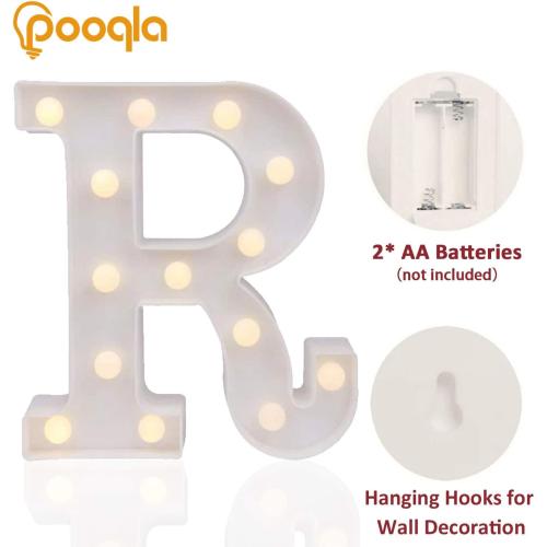 Pooqla LED Marquee Letter Lights Sign, Light Up Alphabet Letter for Home Party Wedding Decoration R