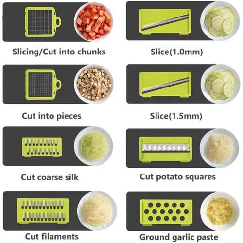 16 in 1 Vegetable Chopper, Vegetable Slicer W/Plastic Bags, Vegetable Chopper with Bowl, Vegetable Cutter, Tomatoes, Onions, Potatoes, Cucumbers, All Vegetables