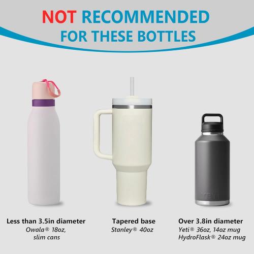 Seven Sparta Car Cup Holder Expander with Adjustable Base, Compatible with Hydro Flasks 32/40 Ounce, Compatible with Yeti Ramblers 20/26/30 Ounce, Other Bottles in 3.4-3.8 (Black)