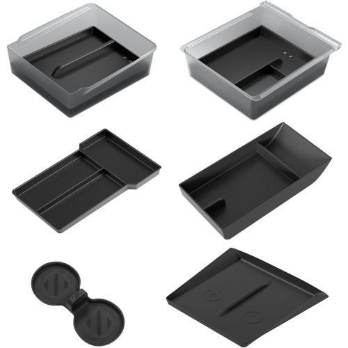 2025 Upgrade Center Console Organizer Tray for Tesla Model Y Juniper Accessories 2026 [Tailor-Made, Non-Slip & Wear-Resistant and Easy to Clean] Durable ABS Silicone Center Organizer Set - 6Pcs