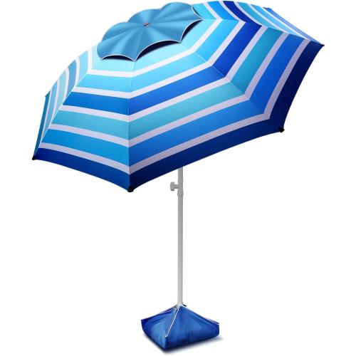 8FT Large Beach Umbrella with Level 7 Wind Resistance, Sand Anchor, Portable Outdoor Umbrella with UPF50  UV Protection, Tilt Sun Shelter for Beach, Patio, Yard
