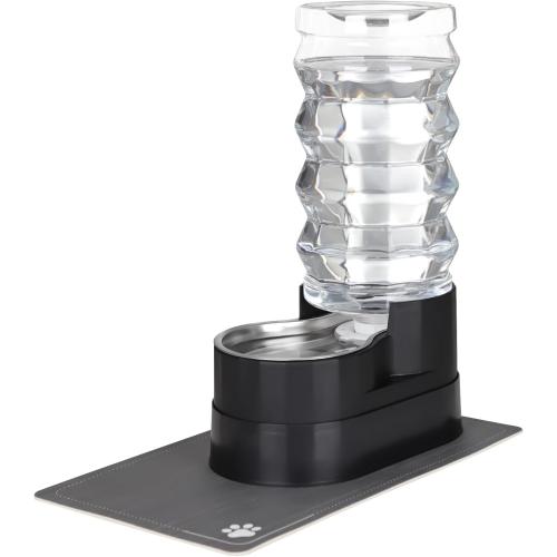 RIZZARI Automatic Dog Water Dispenser: 9L Black Elevated Feeder with Stainless Steel Dish for Elderly Dogs with Spinal Issues - Gravity-Fed Wide-Mouth - Non-Slip - Stable Base for Home or Garage Use