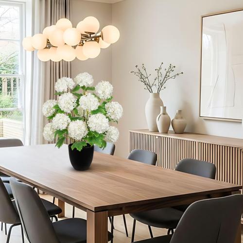 DILATATA Artificial Hydrangea Plant in Pot, 13 Heads Full Bloom Faux Hydrangea Flowers, Realistic White Potted Hydrangeas for Home Decor, Table Centerpiece, Office Desk,Indoor Hydrangea Flower Plants