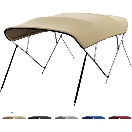 KEMIMOTO Bimini Top for Boat, Bimini Tops Cover 600D Marine Grade Canvas Boat Canopy with 6ft Length 54 in - 96 in Width 46 in Height, Includes Mounting Hardware, Straps Rear Support Poles