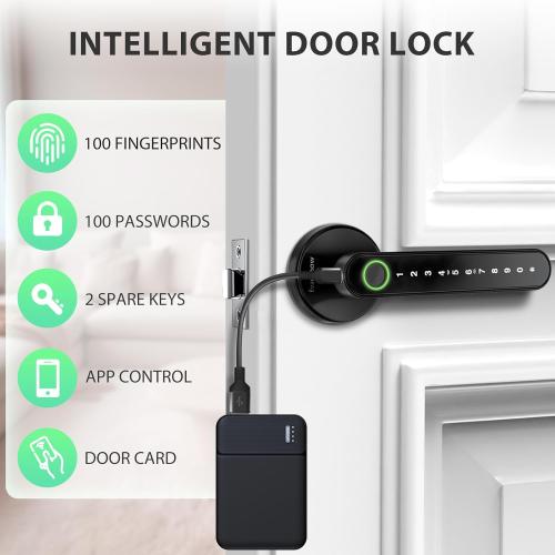 Smart Door Lock with Knob, Keyless Entry Door Locks with Handle, Fingerprint Door Knob for Bedroom/Front Door/Apartment,Generate Passcode Remotely