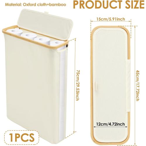 Toilet Paper Storage, Large Capacity Bin for 24 Rolls, Toilet Paper Basket Organizer Basket, Bathroom Roll Holder Stand Bathroom Accessories Organizer (White)