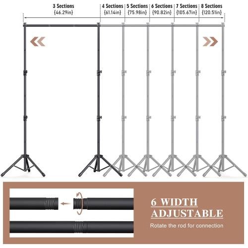 10x7.5Ft Backdrop Stand, Heavy Duty Adjustable Photo Back Drop Stand for Party, Photography, Banner Stand (Includes Six Background Stand Clamps)