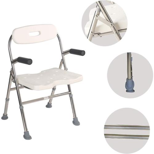 Elderly Assis Medical Shower Bath Seat Adjustable Shower Chair Portable Bath Seat Shower Chair Seat Bench for Seniors Disabled Injured with Handle