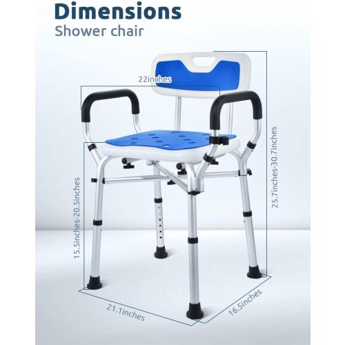 Shower Chair for Inside Shower, BRITULIF Shower Seats for Adults, 6 Height-Adjustable Options Shower Chair for Elderly and Disabled with Durable Aluminum Tubing, Ideal for Elderly, Senior