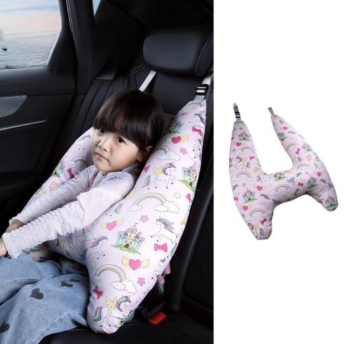 Kids' Travel Pillow Headrest Washable Cover Travel Pillow Cushion for The Back Seat of Car Seat Belt Adjuster for Child Sleeping Neck Shoulder Support Cushion Pad Cartoon Anime for Baby (Unicorn)