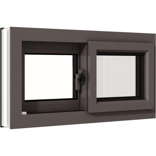 Vinyl Basement Slider Window,32 x 16 Basement Window,Removable Sliding Windows with Screen Windows，Featuring Double-Pane Insulated with Thermal Insulation Soundproof Glass（Brown）