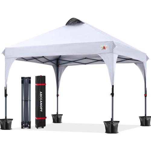 ABCCANOPY Outdoor Pop up Canopy Tent, 10x10 Instant Portable Canopy for Camping, Beach, Backyard, White