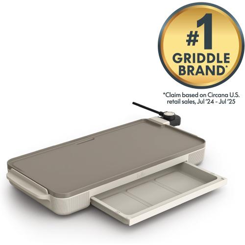 bella 10 x 20 Electric Griddle with Warming Tray, EverGood™ Ceramic Nonstick Coating & Removable Temperature Probe, Dishwasher-Safe Drip Tray & Cool Touch Handles, 1500 Watt, Oatmilk